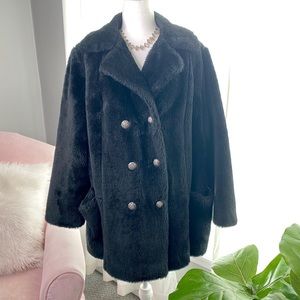 Vintage Early 1960’s Faux Fur Oversized Pea Coat
